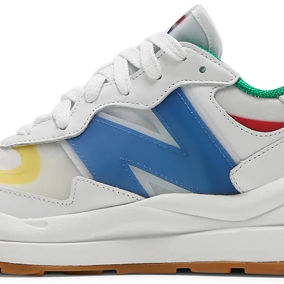 White and Blue Sneakers with Gum Sole - Picture 3 of 9